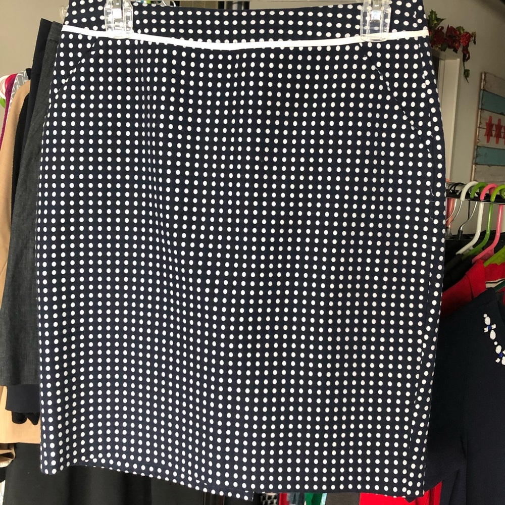 The Limited // Navy Blue & White Dot Pencil Skirt - Picture 1 of 8